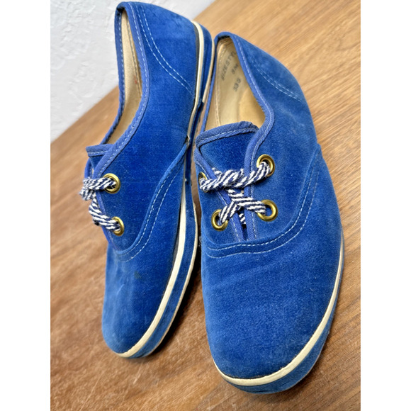 Vintage Autry Sneakers Blue Velvet Flash N Dash Shoes Women's Size 5 Dallas 1980 - Picture 1 of 15